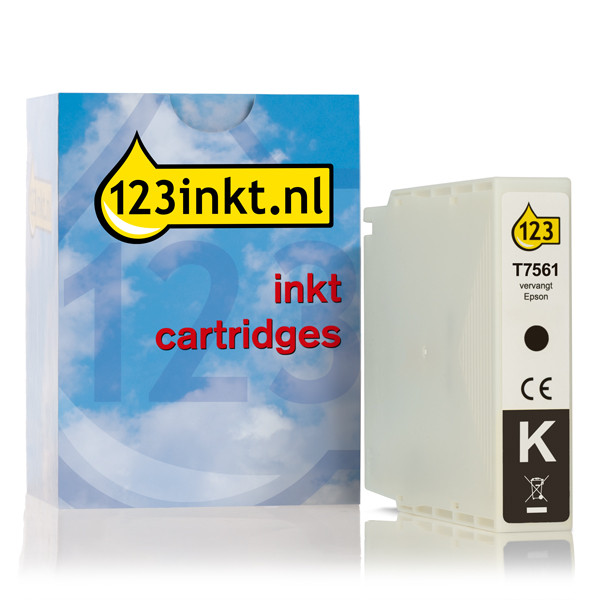 Epson T7561 inktcartridge zwart (123inkt huismerk) C13T756140C 026673 - 1