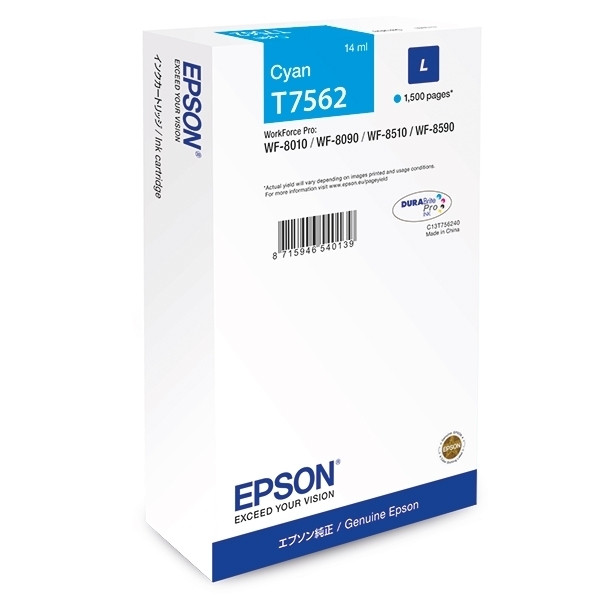 Epson T7562 inktcartridge cyaan (origineel) C13T756240 905313 - 1