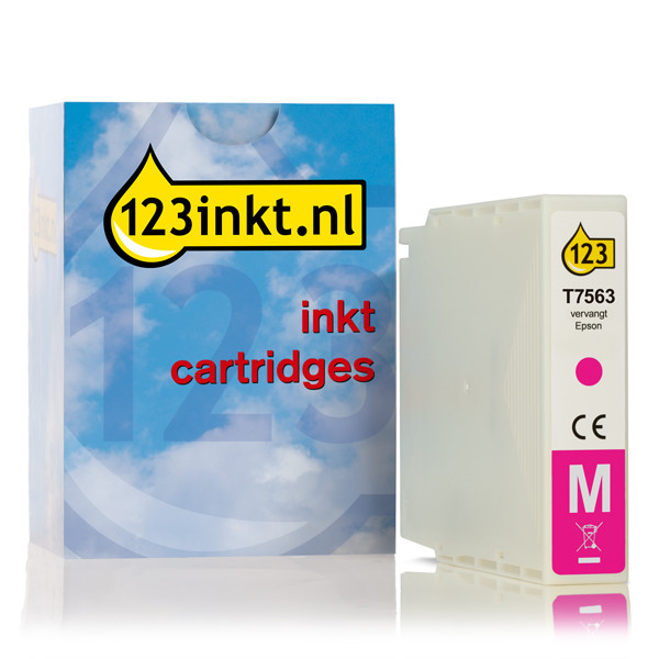 Epson T7563 inktcartridge magenta (123inkt huismerk) C13T756340C 026677 - 1