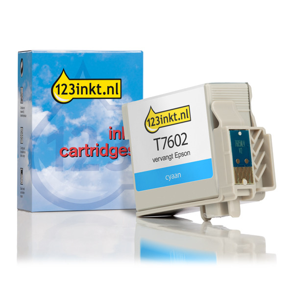 Epson T7602 inktcartridge cyaan (123inkt huismerk) C13T76024010C 026725 - 1