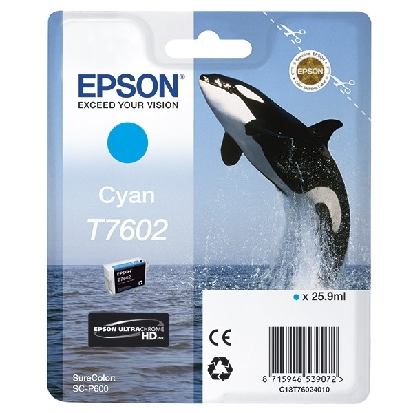 Epson T7602 inktcartridge cyaan (origineel) C13T76024010 026724 - 1