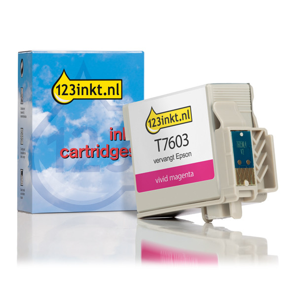 Epson T7603 inktcartridge vivid magenta (123inkt huismerk) C13T76034010C 026727 - 1