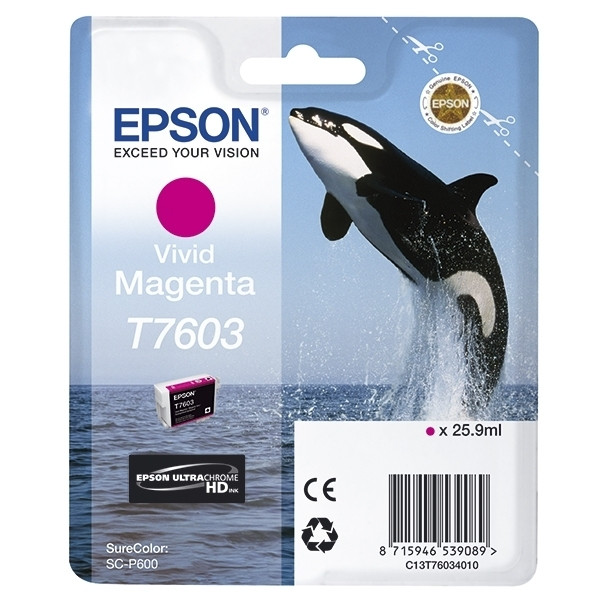 Epson T7603 inktcartridge vivid magenta (origineel) C13T76034010 026726 - 1
