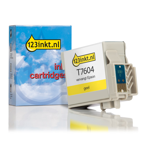 Epson T7604 inktcartridge geel (123inkt huismerk) C13T76044010C 026729 - 1
