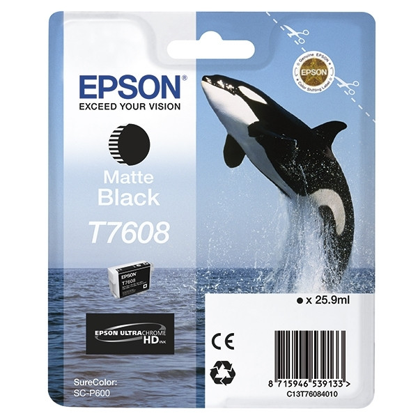 Epson T7608 inktcartridge mat zwart (origineel) C13T76084010 026736 - 1