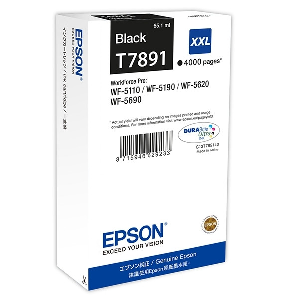 Epson T7891 inktcartridge zwart extra hoge capaciteit (origineel) C13T789140 903636 - 1