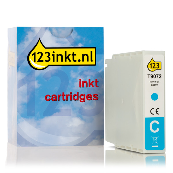 Epson T9072 inktcartridge cyaan extra hoge capaciteit (123inkt huismerk) C13T907240C 026959 - 1