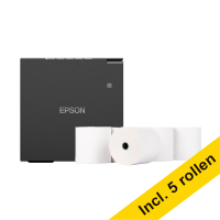 Epson TM-M30III bonprinter zwart met wifi, ethernet en bluetooth bundel met 123inkt kassarol 80x80x12 thermo wit (5 stuks)  831988