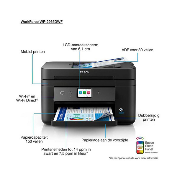 Epson WorkForce WF-2965DWF all-in-one A4 inkjetprinter met wifi (4 in 1) C11CK60404 831904 - 5