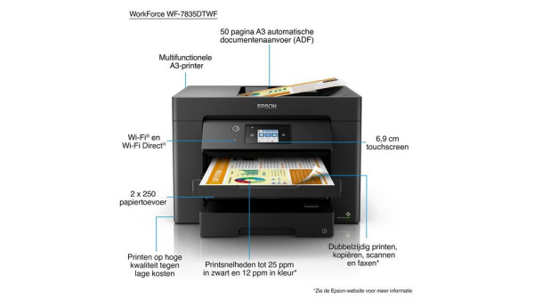 Epson WorkForce WF-7835DTWF all-in-one A3 inkjetprinter met wifi (4 in 1) C11CH68404 831772 - 3