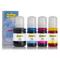 Epson aanbieding: 102-serie zwart + 3 kleuren (123inkt huismerk) C13T03R140C C13T03R240C C13T03R340C C13T03R440C 110832
