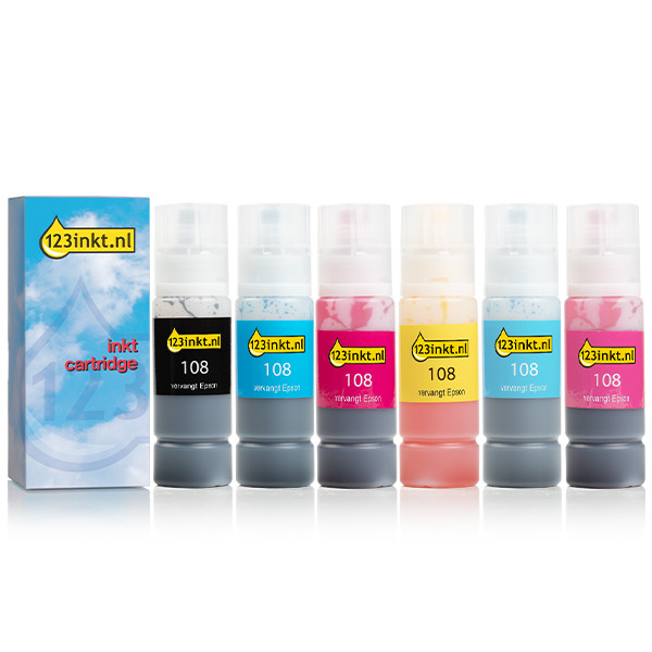 Epson aanbieding: 108-serie zwart + 5 kleuren (123inkt huismerk) 160683 - 1