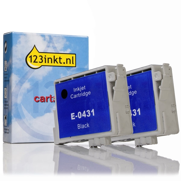 Epson aanbieding: T0431 inktcartridge zwart hoge capaciteit dubbelpak (123inkt huismerk)  022373 - 1