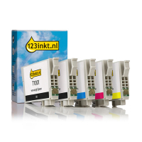 Epson aanbieding: T100 serie 2x zwart + 3 kleuren (123inkt huismerk)  160827