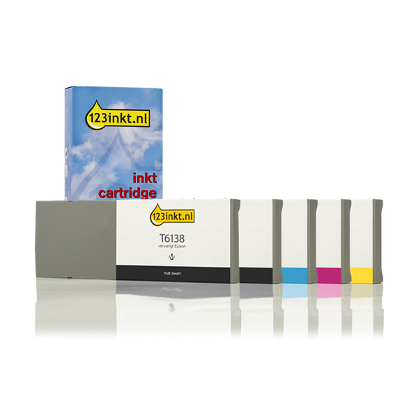 Epson aanbieding: T613 serie mat 2x zwart + 3 kleuren (123inkt huismerk)  160837 - 1