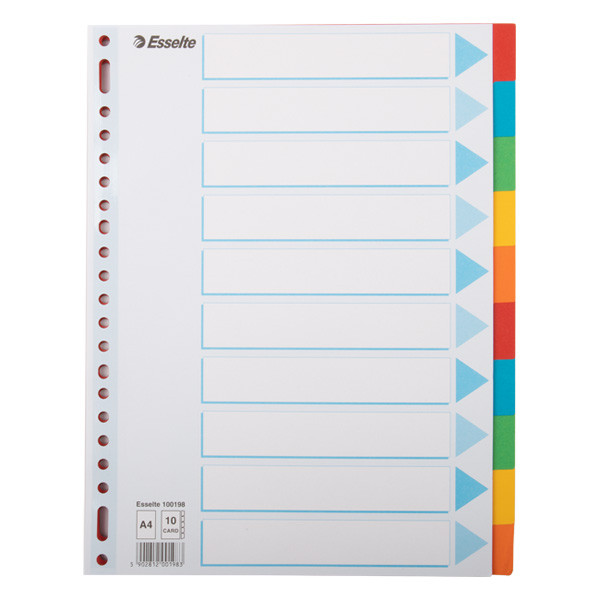 Esselte 100198 kartonnen tabbladen A4 met 10 tabs (23-gaats) 100198 203512 - 