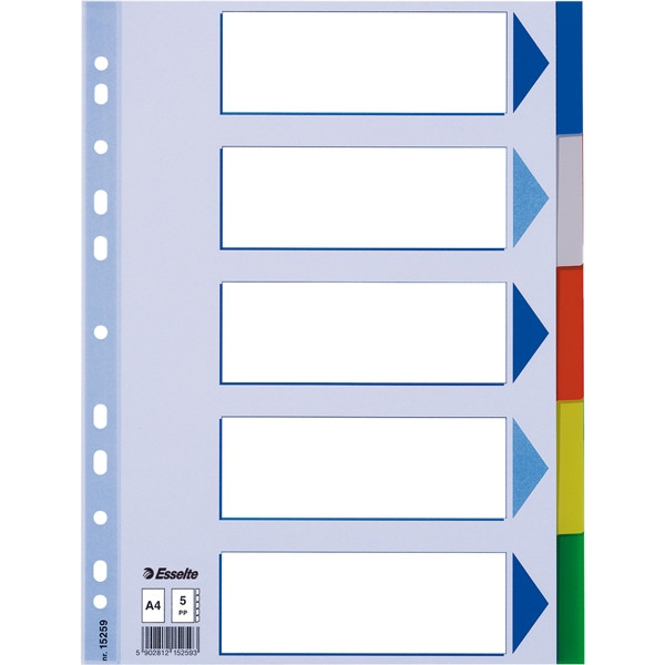 Esselte 15259 plastic tabbladen A4 met 5 tabs (11-gaats) 15259 203798 - 1