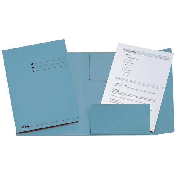 Esselte 3-klepsmap met lijnbedrukking maat folio blauw (50 stuks) 1032302 203740 - 1
