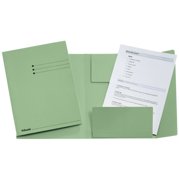 Esselte 3-klepsmap met lijnbedrukking maat folio groen (50 stuks) 1032308 203748 - 1