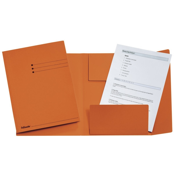 Esselte 3-klepsmap met lijnbedrukking maat folio oranje (50 stuks) 1032313 203750 - 1
