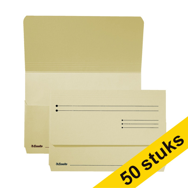 Aanbieding: 2x Esselte Pocket-File kartonnen dossiermappen crème (25 stuks) 203154 - 1