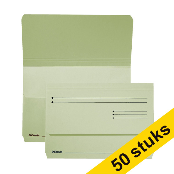 Aanbieding: 2x Esselte Pocket-File kartonnen dossiermappen groen (25 stuks) 203153 - 1