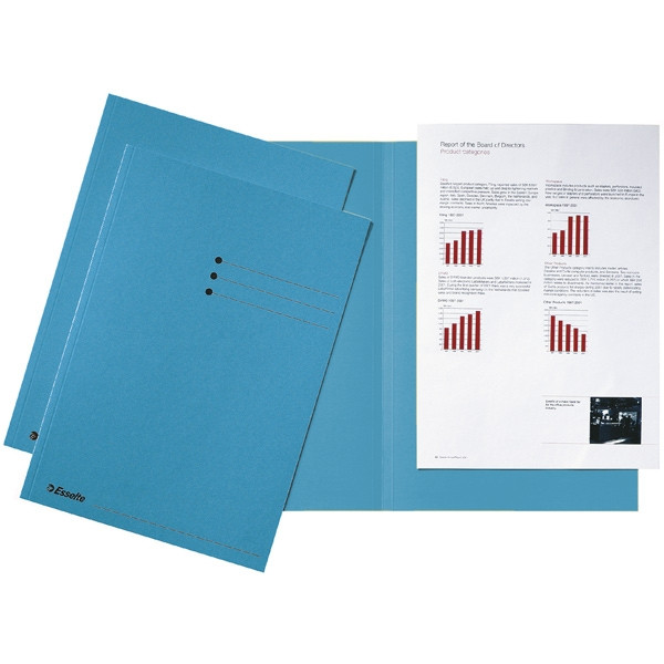 Esselte inlegmap karton met gelijke kanten en lijnbedrukking blauw A4 (100 stuks) 2113402 203600 - 1