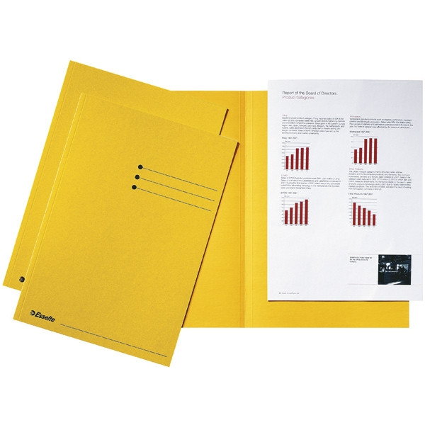 Esselte inlegmap karton met gelijke kanten en lijnbedrukking geel A4 (100 stuks) 2113406 203604 - 1