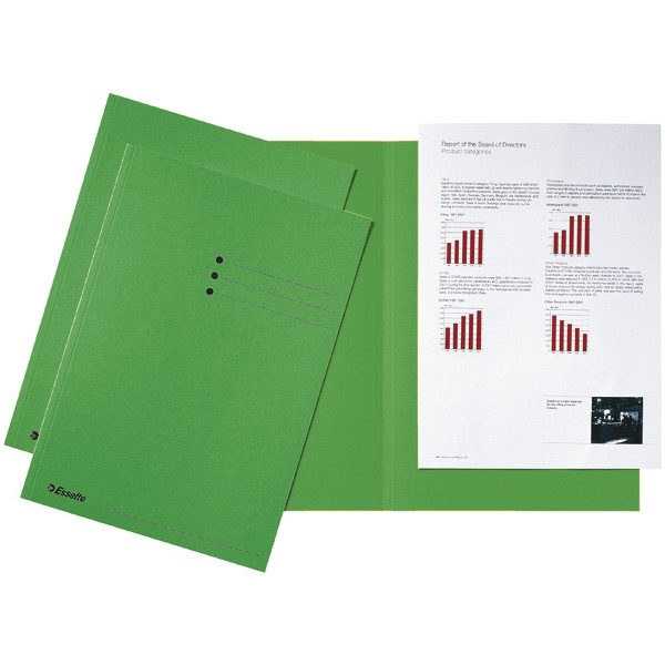 Esselte inlegmap karton met gelijke kanten en lijnbedrukking groen A4 (100 stuks) 2113408 203608 - 1