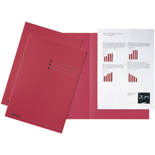 Esselte inlegmap karton met gelijke kanten en lijnbedrukking rood A4 (100 stuks) 2113415 203616 - 1