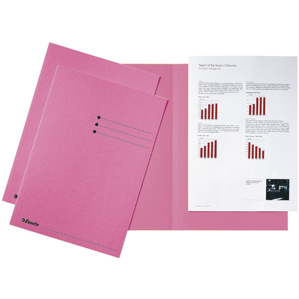 Esselte inlegmap karton met gelijke kanten en lijnbedrukking roze A4 (100 stuks) 2113411 203610 - 1