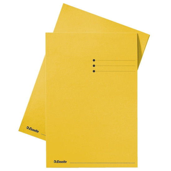 Esselte inlegmap karton met lijnbedrukking en 10 mm overslag geel A4 (100 stuks) 2013406 203624 - 1