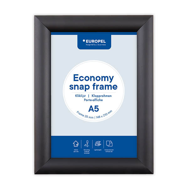 Europel kliklijst economy met zwart aluminium frame A5 226985 - 2