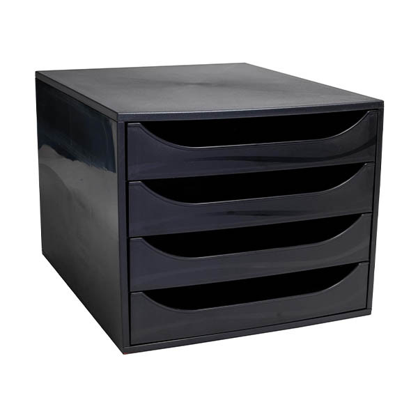 Exacompta Ecobox Ecoblack ladeblok zwart (4 laden) 404691 - 1