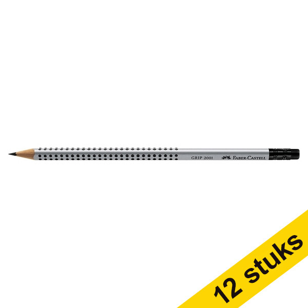 Faber-Castell Aanbieding: 12x Faber-Castell Grip 2001 potlood met gum (B)  240051 - 1