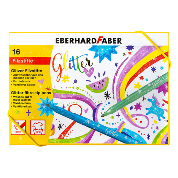 Faber-Castell Eberhard Faber Glitter viltstiften (16 stuks) EF-551016 220226 - 1