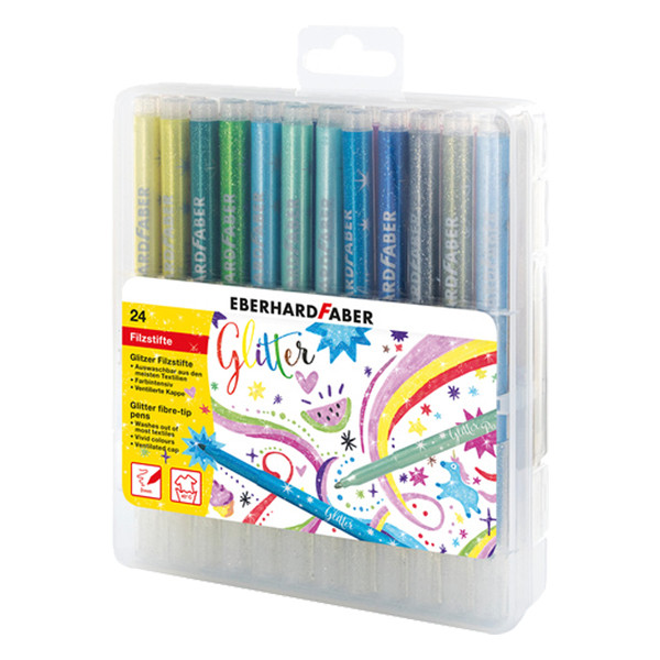 Faber-Castell Eberhard Faber Glitter viltstiften in etui (24 stuks) EF-551024 220227 - 1