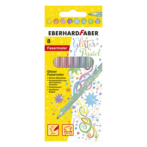 Faber-Castell Eberhard Faber Glitter viltstiften pastel (8 stuks) EF-551009 220225 - 1