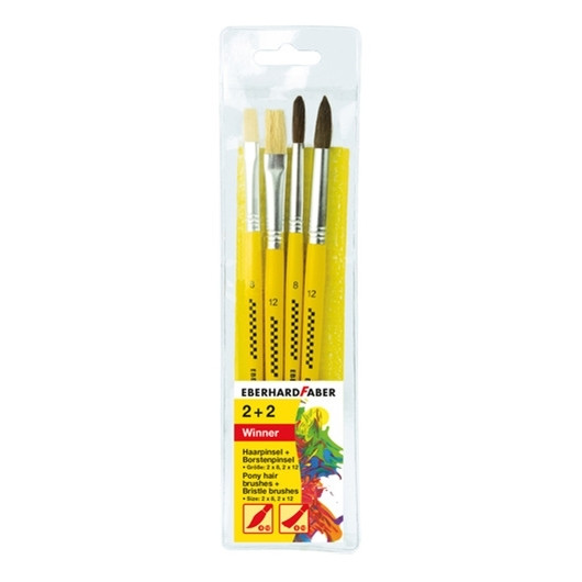 Faber-Castell Eberhard Faber penselenset varkens- en ponyhaar (4 stuks) EF-579924 220098 - 1