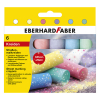 Faber-Castell Eberhard Faber rond stoepkrijt gekleurd met glitters (6 stuks) EF-526504 220180 - 1
