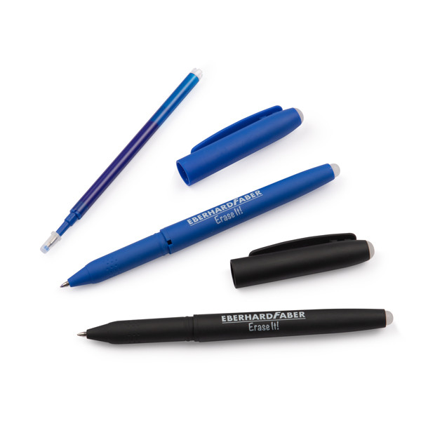 Faber-Castell Eberhard Faber uitgumbare balpen blauw-zwart met navulling EF-582103 220137 - 1