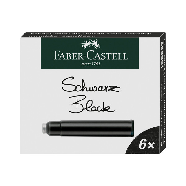 Faber-Castell inktpatroon zwart (6 stuks) FC-185507 220172 - 1