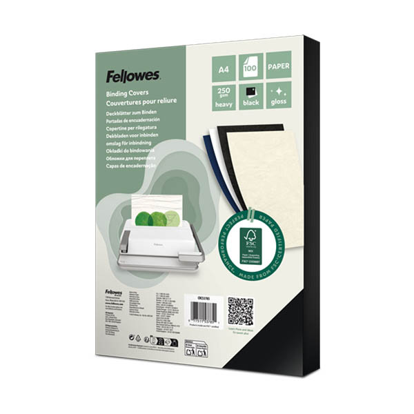 Fellowes Chromolux bindomslag 250 grams zwart A4 (100 stuks) 213225 - 1