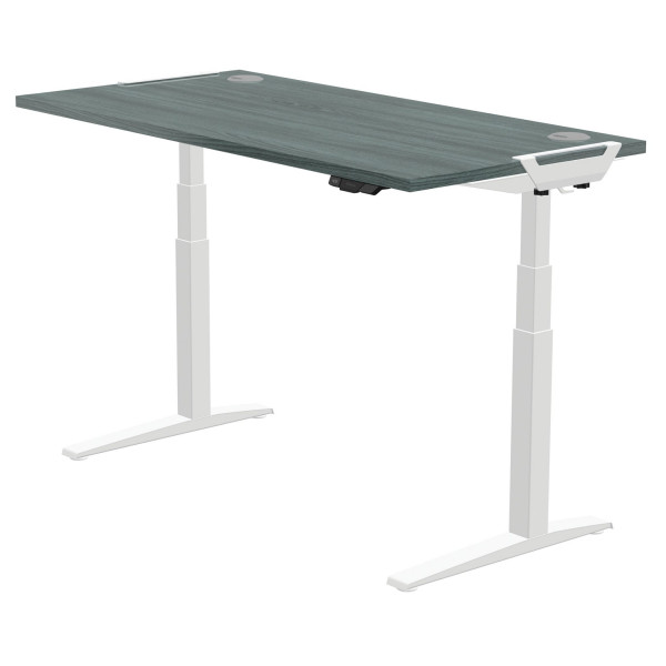 Fellowes Levado zit-sta bureau wit frame eiken blad 180 x 80 cm  213347 - 
