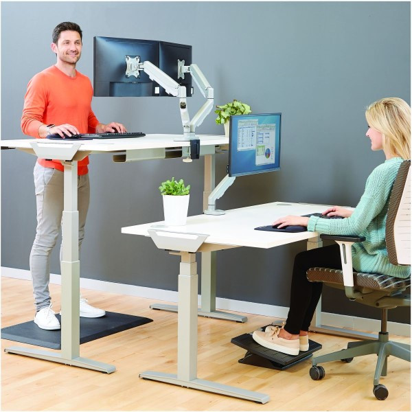 Fellowes Levado zit-sta bureau wit frame esdoorn blad 140 x 80 cm  213339 - 