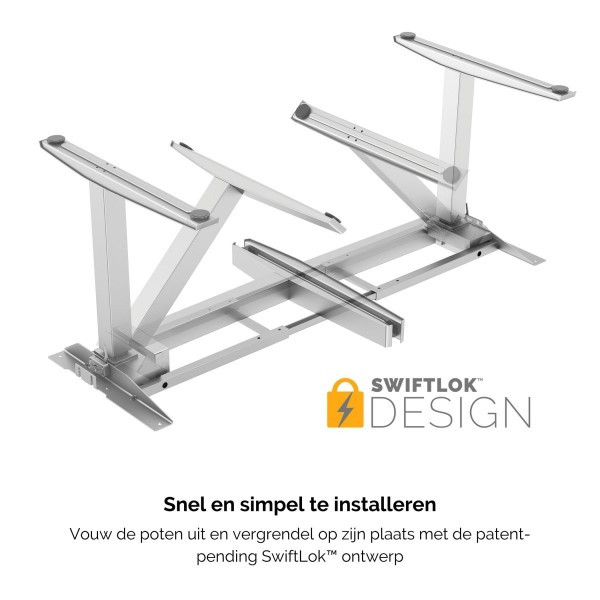 Fellowes Levado zit-sta bureau wit frame esdoorn blad 140 x 80 cm  213339 - 