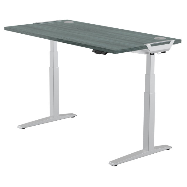 Fellowes Levado zit-sta bureau zilver frame eiken blad 140 x 80 cm  213326 - 