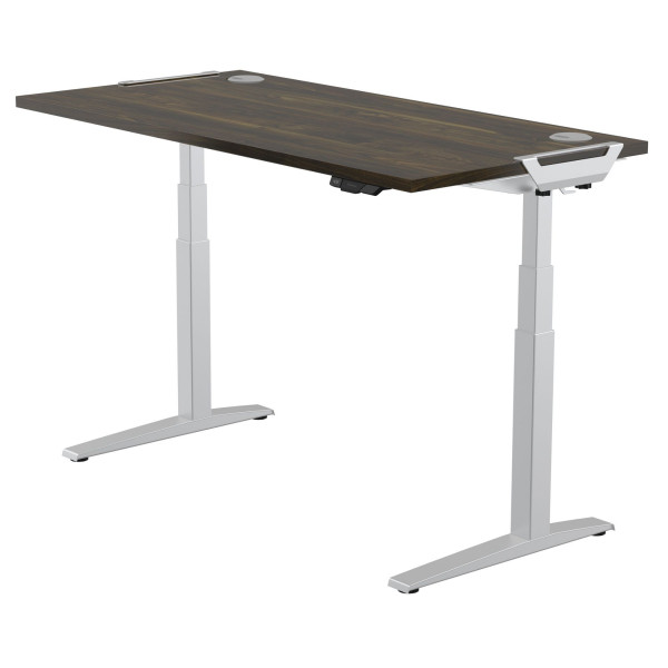 Fellowes Levado zit-sta bureau zilver frame walnoot blad 160 x 80 cm  213330 - 