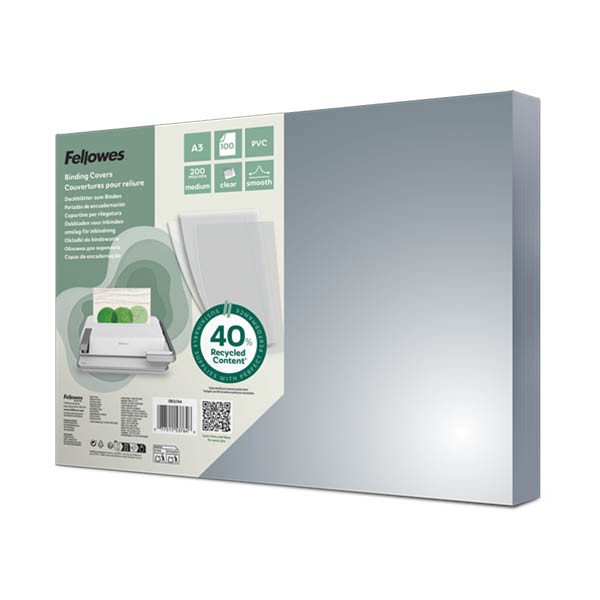 Fellowes PVC bindomslag 200 micron transparant A3 (100 stuks) 213215 - 1