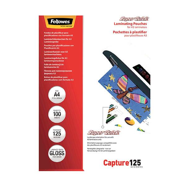 Fellowes SuperQuick lamineerhoes A4 glanzend 2x125 micron (100 stuks) 207217 - 1